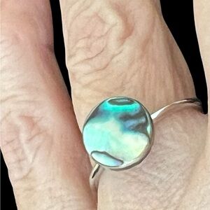 Elegant Silver and Blue Abalone Ring